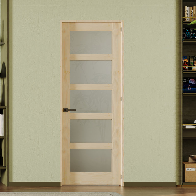 Porte intérieure pré-montée en bois de pin givré avec garde-manger 5 portes Pantry, 32 po x 80 po, Vers la droite
