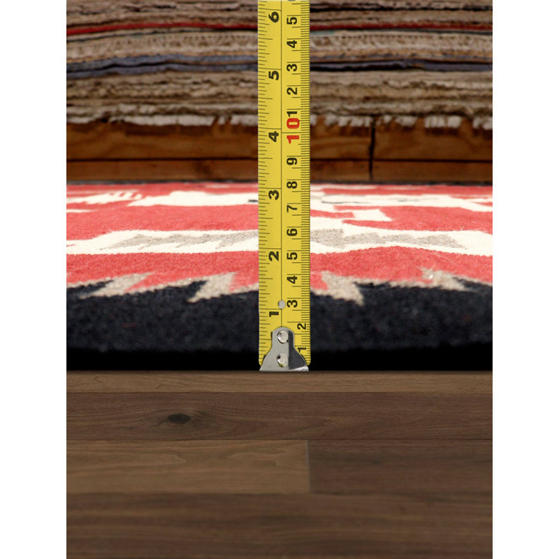 Canvello Reversible Wool Red Area Rug- 9' X 11'10''