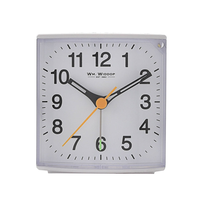 Analogue Quartz Movement / Crystal Alarm Tabletop Clock, White