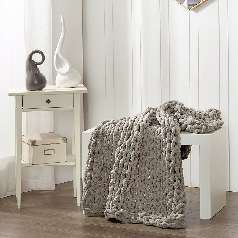 Donna Sharp Dove Chenille Knit Woven Throw, Dove