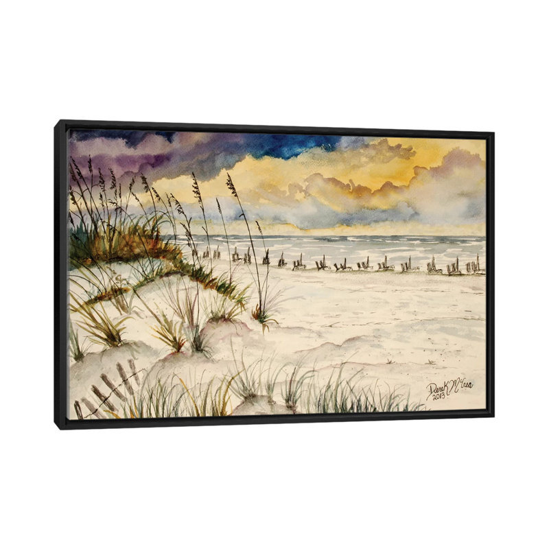 « destin beach, floride », impression sur toile, H 18 po x l 26 po x P 1,5 po, Toile avec cadre noir, Pas de tapis
