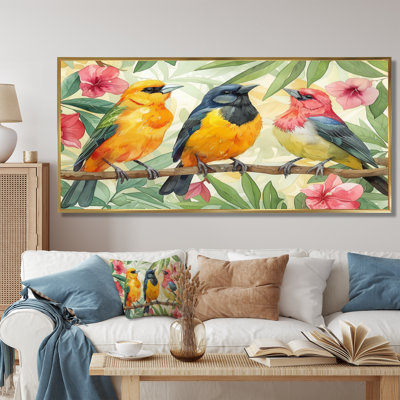Yellow Birds On A Brand Of Garden Of Eden  Bird Wall Art Print