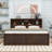 King Two Drawers Wood Platform Bed with Headboard and USB-106897436