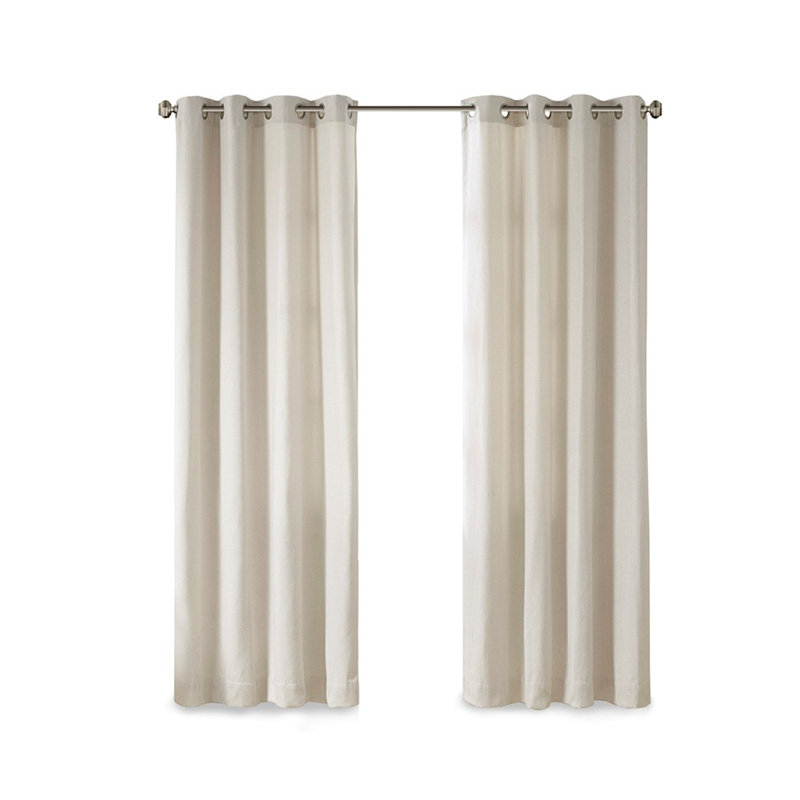 Natural Solid Heathered Grommet Curtain Panel