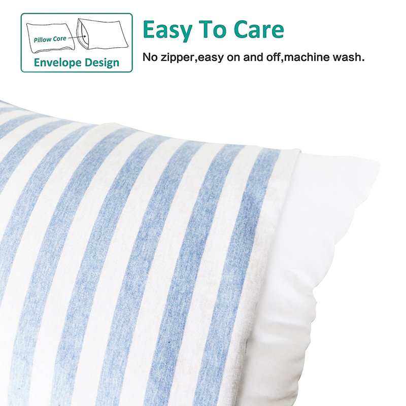 Cotton Toddler Pillowcases, 13x18, Envelope Closure, Stripe - NTBAY, Blue/White