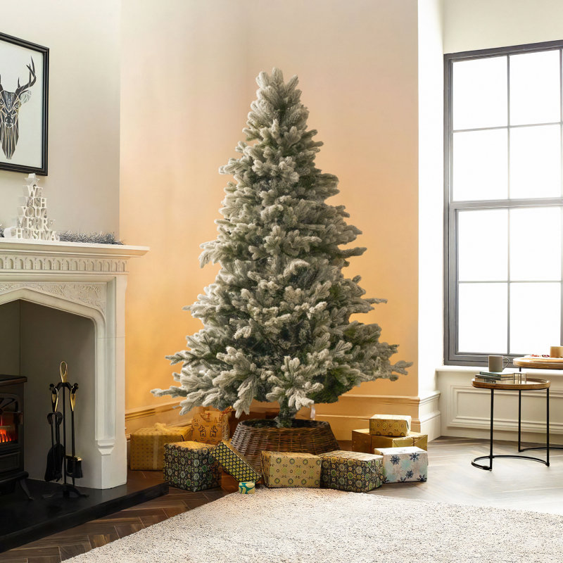 Snowy Flocked Tree Artificial Christmas Tree with Lights with Storage Bag, 5 ft.