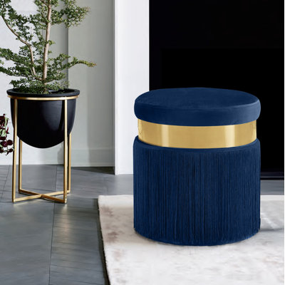 Yasmine 15.5" Wide Velvet Round Standard Ottoman