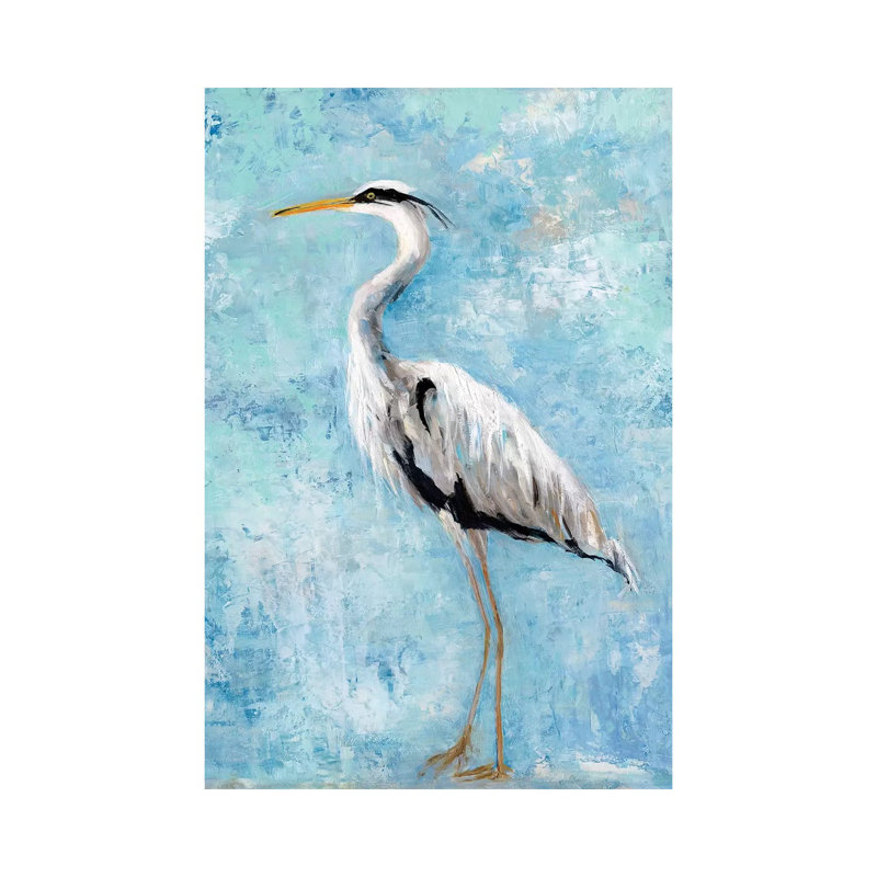 Hazy Morning Heron II by Sally Swatland - Wrapped Canvas Print, 20.32 cm H x 30.48 cm W