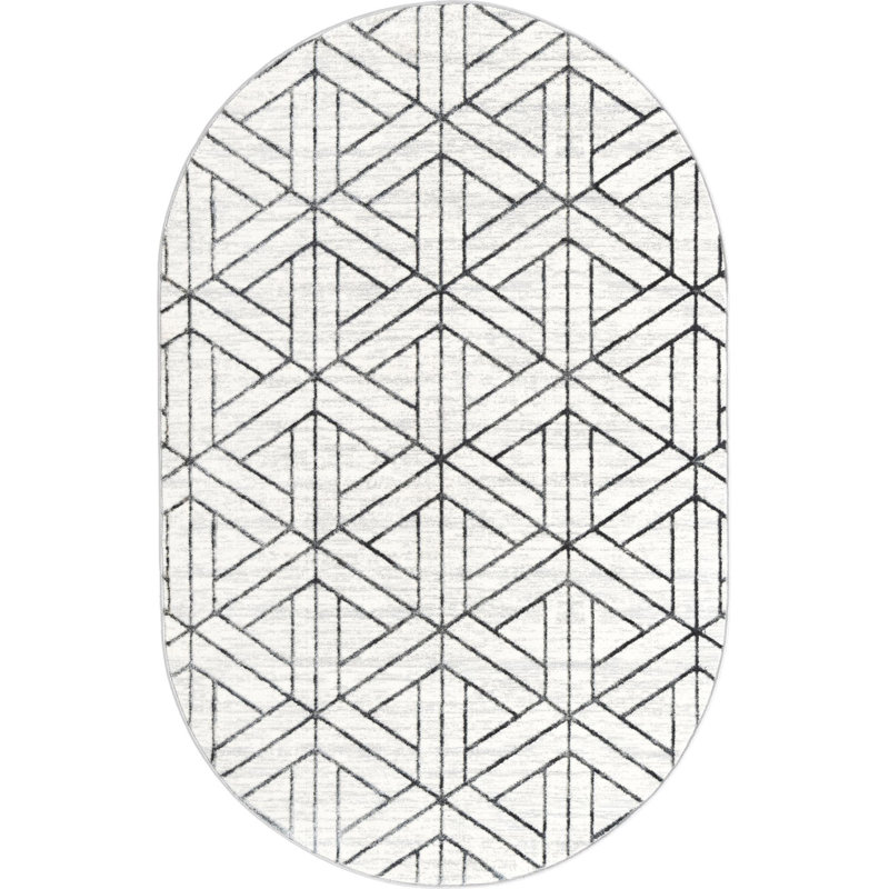 Eshin Abstract Indoor Rug, Oval 5'3" x 8'