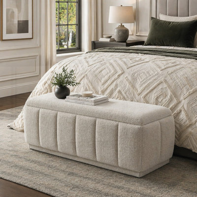 Banc de rangement moderne taupe avec coussin confortable et intérieur spacieux pour l'organisation de la maison et des sièges
