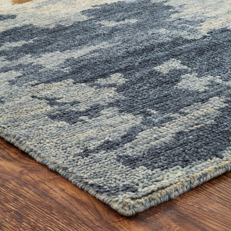 Infinity Hand Knotted Wool Abstract Area Rug in Sky; Sand; Blue; Brown; Gray, Rectangle 6' x 9'
