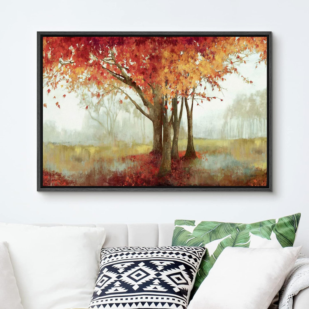 Autumn Fall " Orange Maple Tree In Nature Landscape Pictures Large Framed Canvas Print Wall Art " IDEA4WALL Overall 