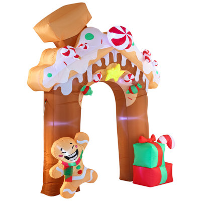 10 FT Christmas Inflatable Gingerbread House Archway with Built-in LEDs