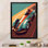 Voiture de course rétro bleue - reproduction sur toile