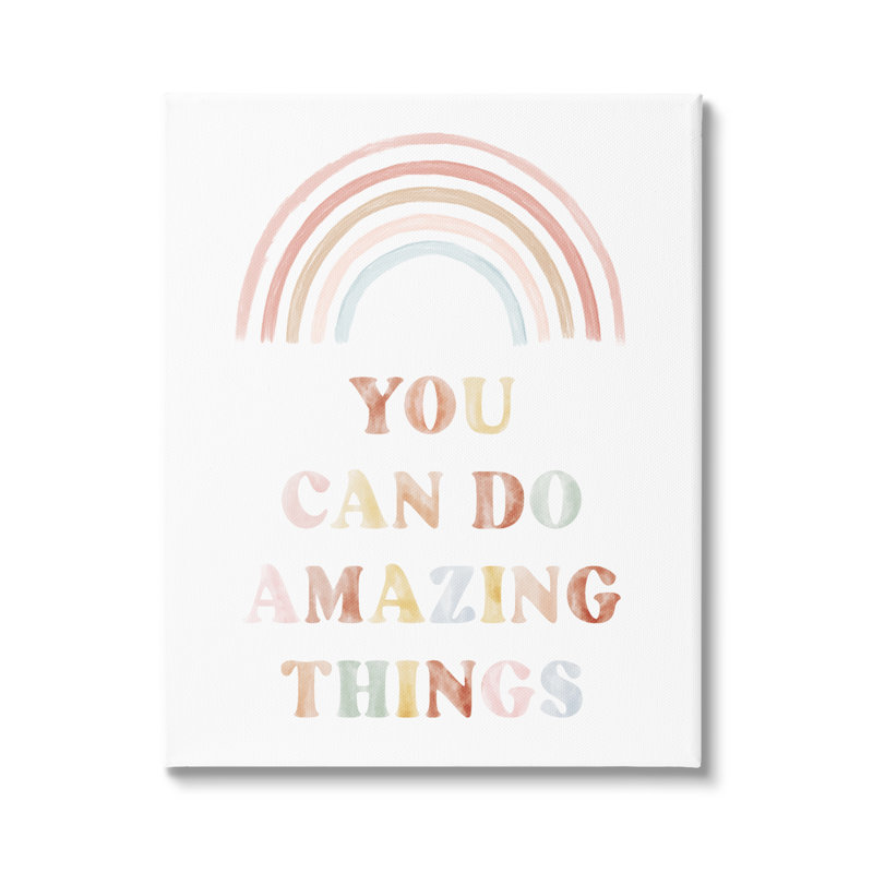 «Uplifting Pastel Rainbow Quote» par Daphne Polselli, art textuel sur toile tendue, H 40 po x l 30 po x P 1,5 po