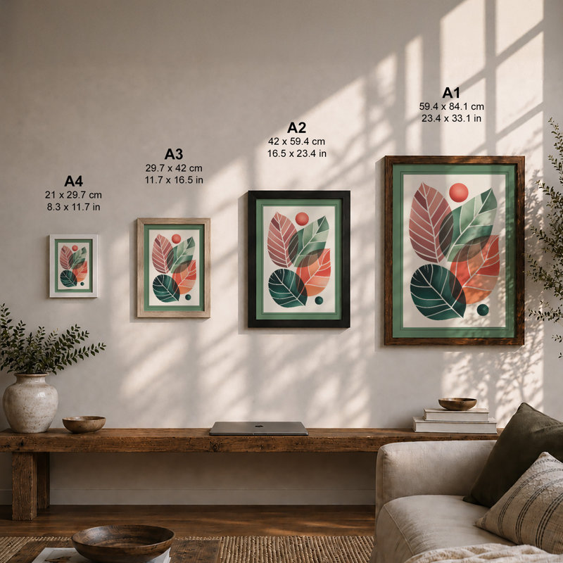 Geometric Leaf Forms Modern - Print, Unframed, A1 - 84.1 x 59.4 cm