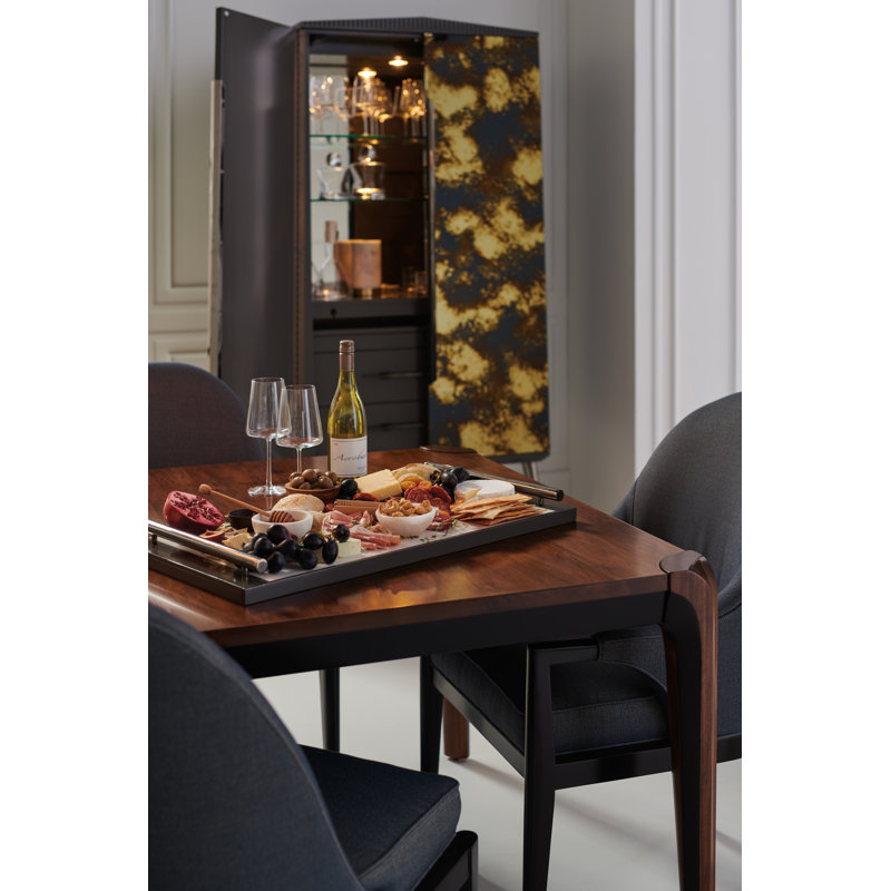 Caracole Classic Upholstered Dining Chair, Dark Chocolate, Dark Blue