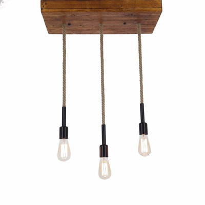 Lustre unique à 3 lumières avec détails en corde Schaeffer