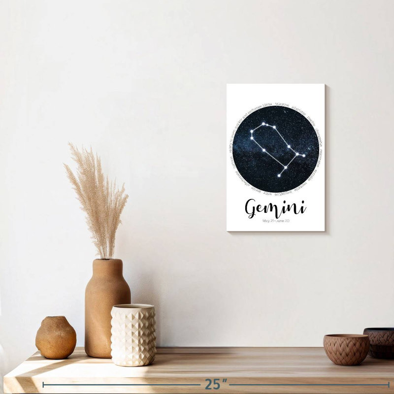 Gémeaux, constellation d'étoiles, H 12 po x l 8 po x P 1 po