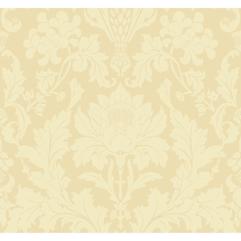 Mariinsky Fonteyn Damask Wallpaper Roll, Vintage Yellow