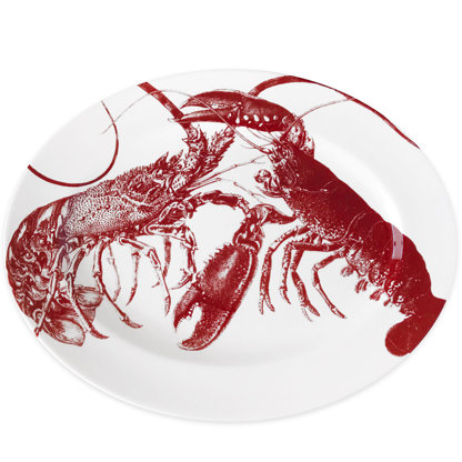 Caskata Red Lobsters Kitchen Towels Set/2