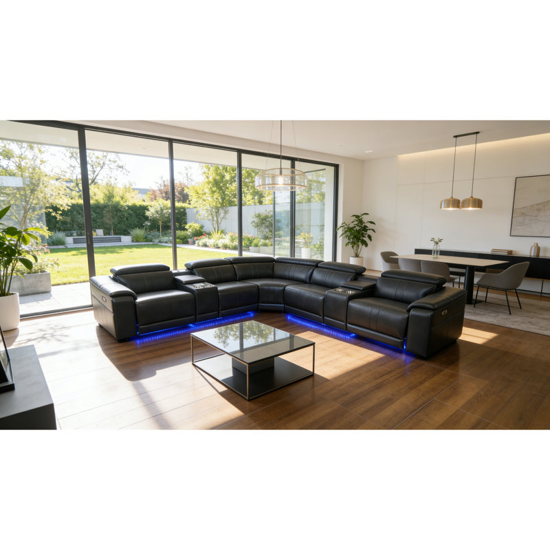 Canapé modulaire inclinable électrique avec haut-parleurs Bluetooth, DARK GREY Polyester