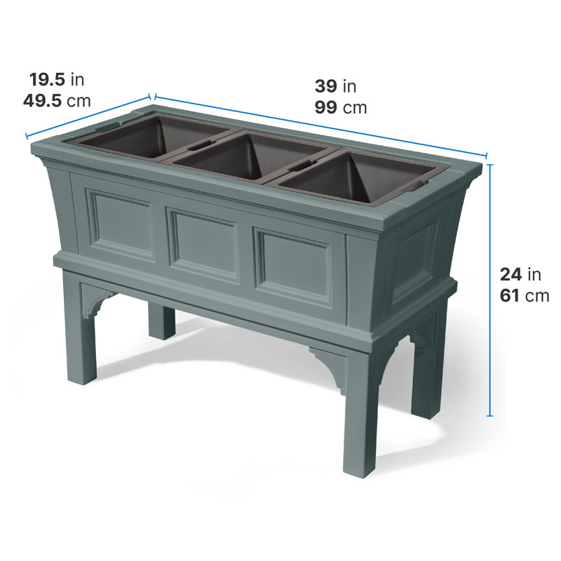 Step2 Atherton Raised Plastic Outdoor Planter Box, Sage Gray