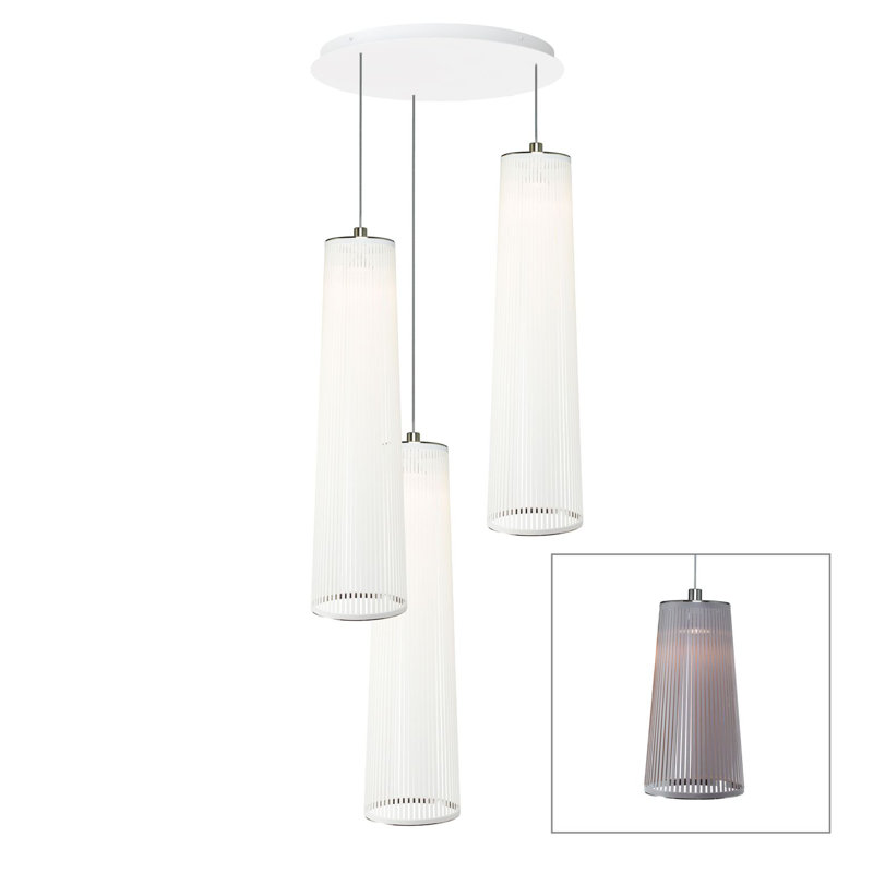 Lustre 3 lumières Solis, Argent, H 80 po x l 30 po x P 30 po