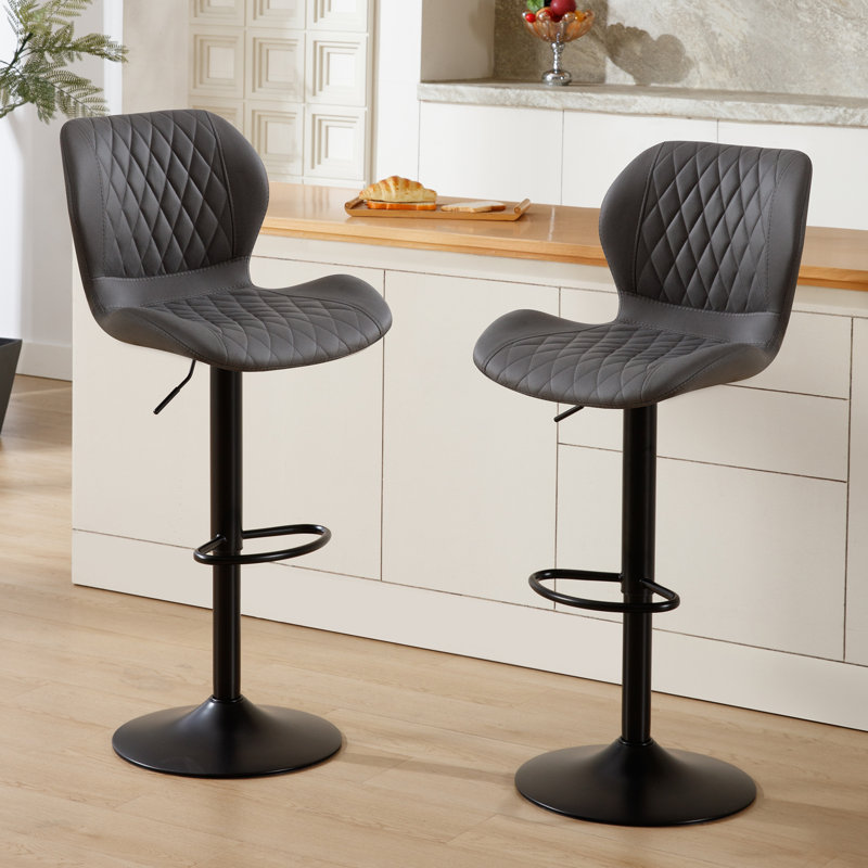 Swivel Adjustable Height Bar Stool, Dark Gray