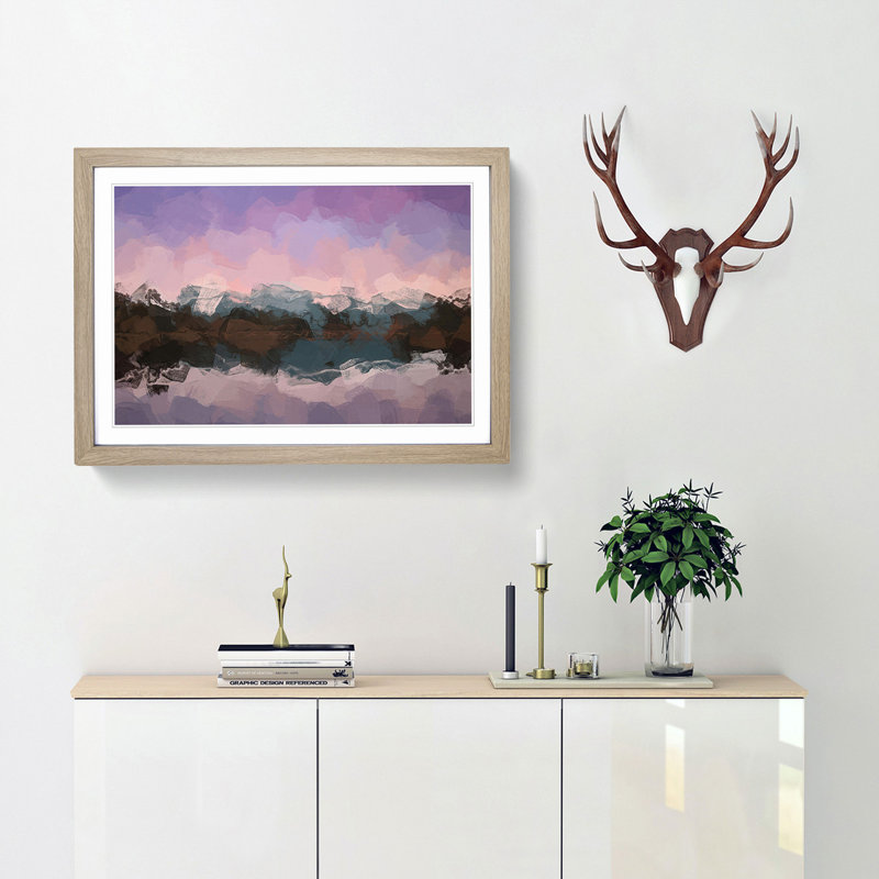 Reflection of the Mountains in Abstract - Picture Frame Graphic Art Print, 36cm H x 48cm W x 2cm D, Oak Framed