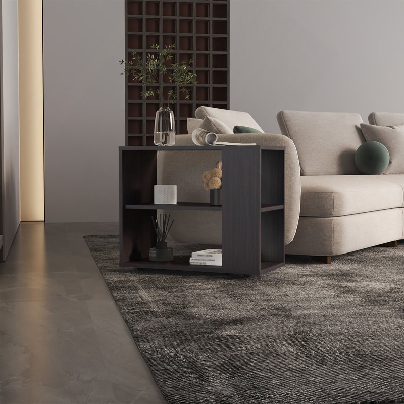 Table d'appoint, table de bout et canapé avec deux tablettes 19,7 "de haut Garden, Noir