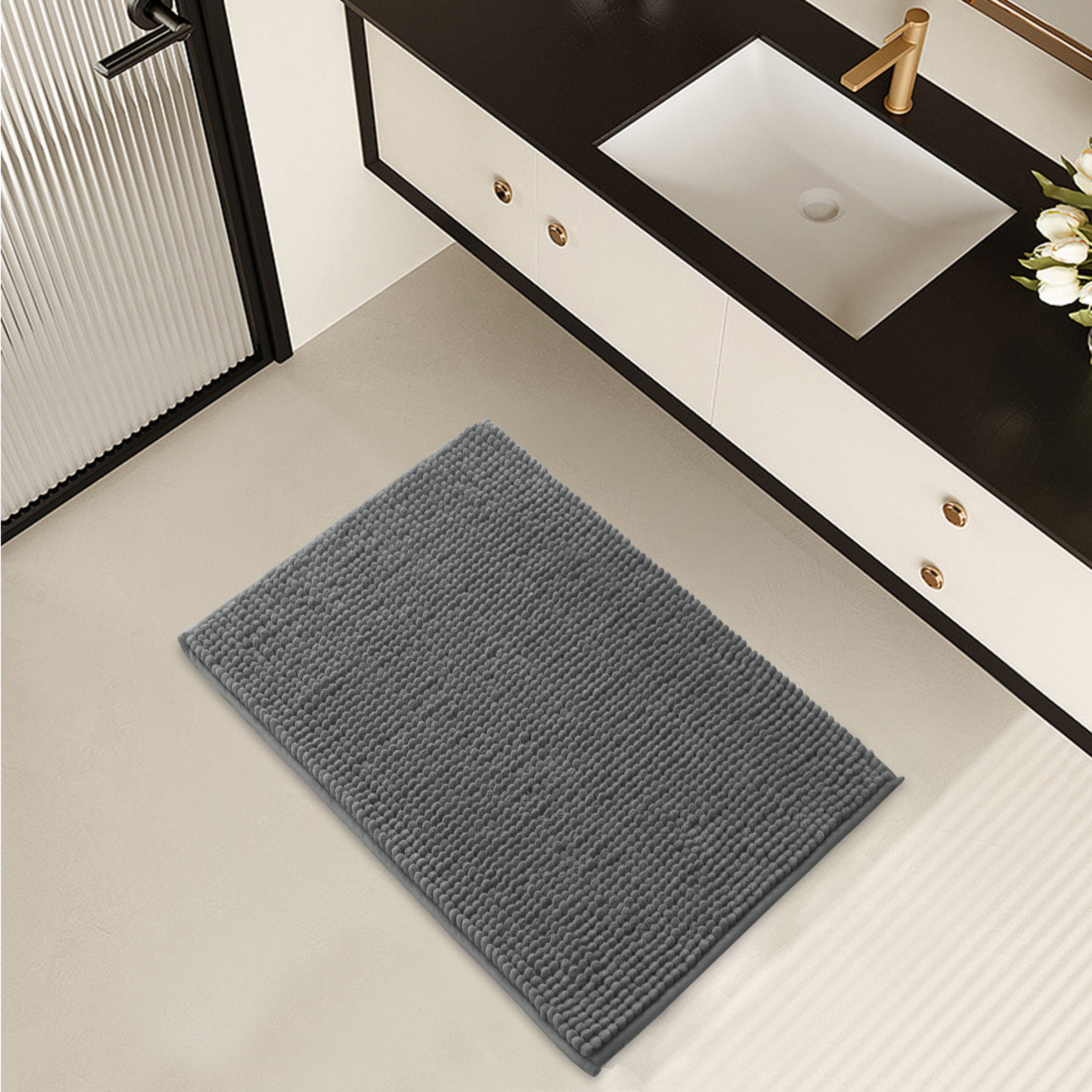 Microfiber Bath Rugs Chenille Floor Mat Ultra Soft Washable Bathroom Dry  Fast Wa