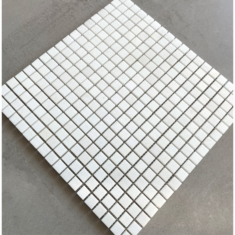 Thasoos White 5/8" x 5/8" Marble Grid Wall and Floor Mosaic Tile