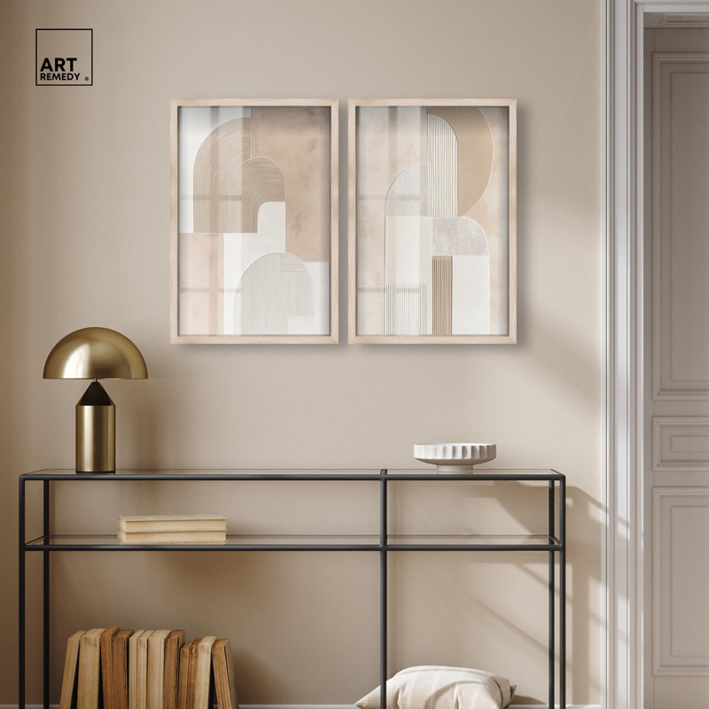 Ensemble de 2 panneaux dorés Golden Luxe , H 25 po x l 17 po, Crème, crème