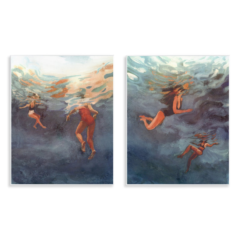 Ensemble de 2 plaques murales de natation Summer Dance, par Victoria Barnes