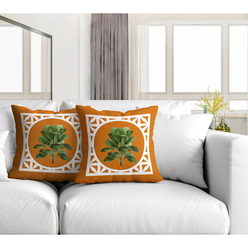 Housse et insert de coussin carré intérieur / extérieur , L 15 po x H 15 po, Orange