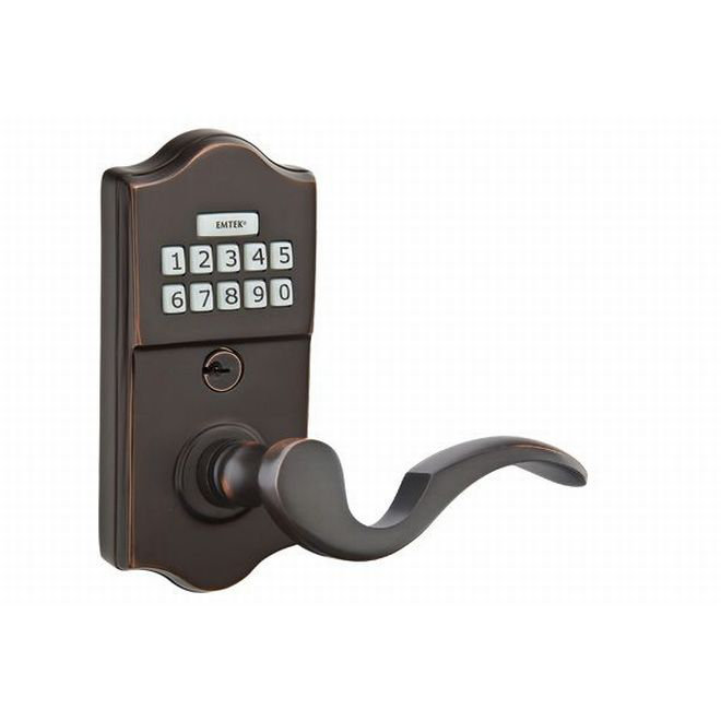 Poignée de porte à clé avec rosette Cortina, Bronze huilé, Droite
