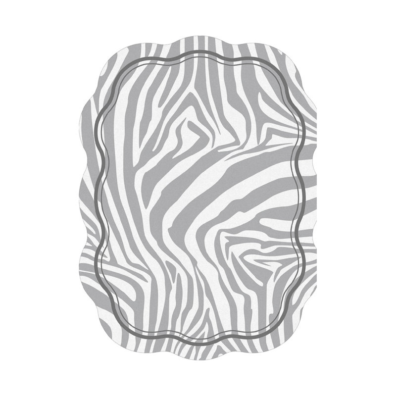 Tapis gris / blanc en polyester tissé à la machine Novelty Marland, Nouveauté 5 pi 11 po x 9 pi 2 po