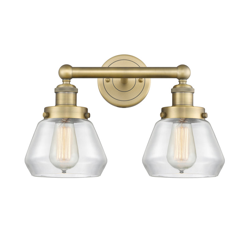 Éclairage pour salle de bain à 2 lumières à intensité variable Rivka, Transparent, Laiton brossé