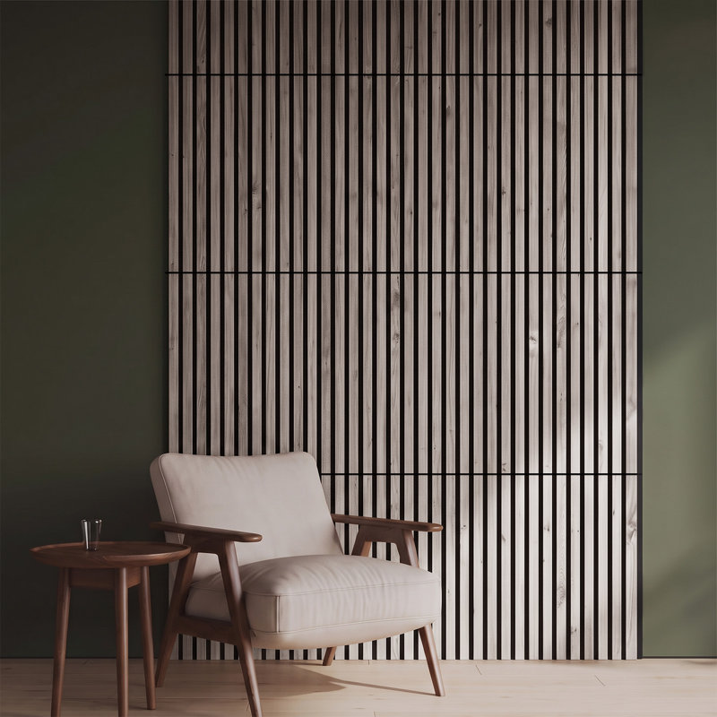 16-Pack Self-adhesive Acoustic Wood Slat Wall Panels for Interior Decor