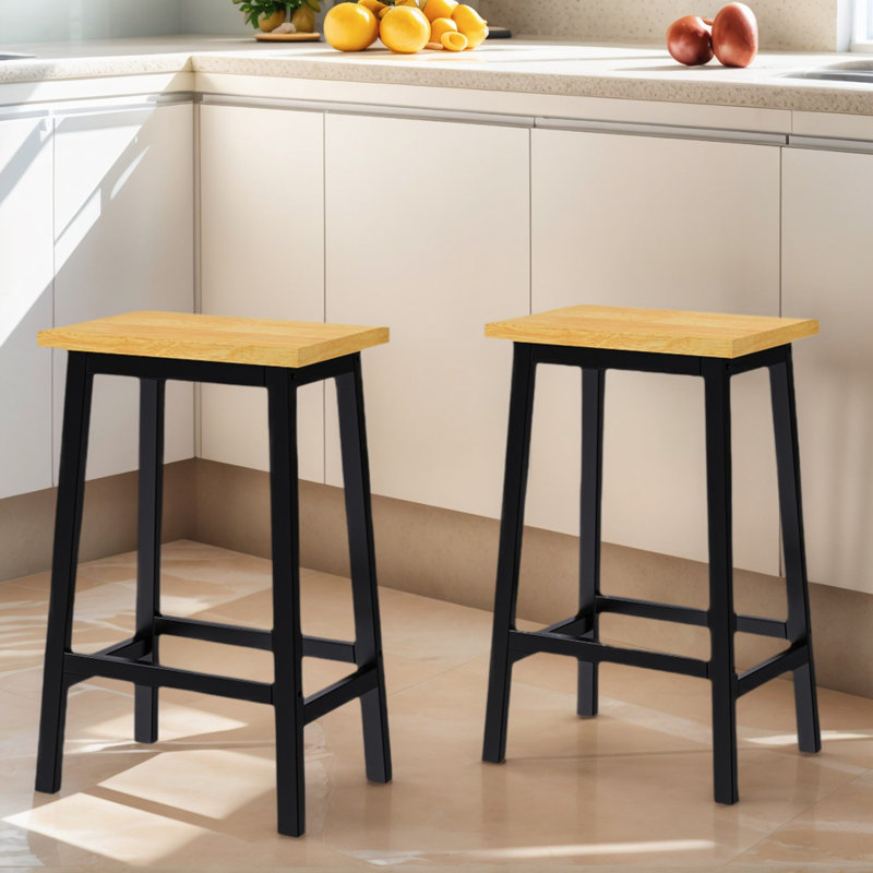 Ensemble de 25,6 pouces de 2 chaises de bar et tabourets de bar en bois massif pour la salle à manger, la cuisine et le comptoir