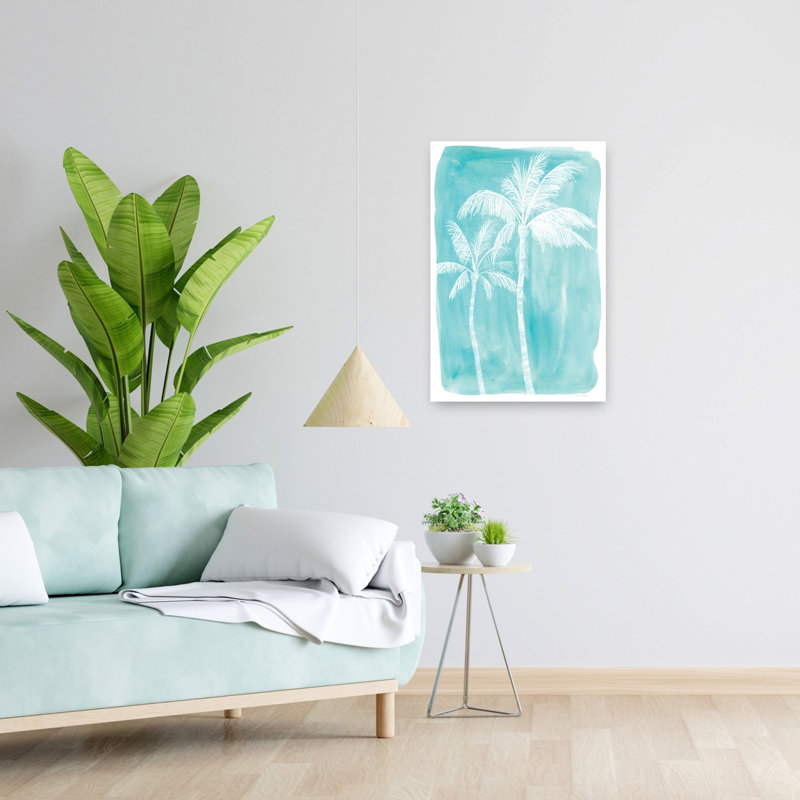 «Smell The Ocean», palmier abstrait, art tropical côtier, H 24 po x l 16 po