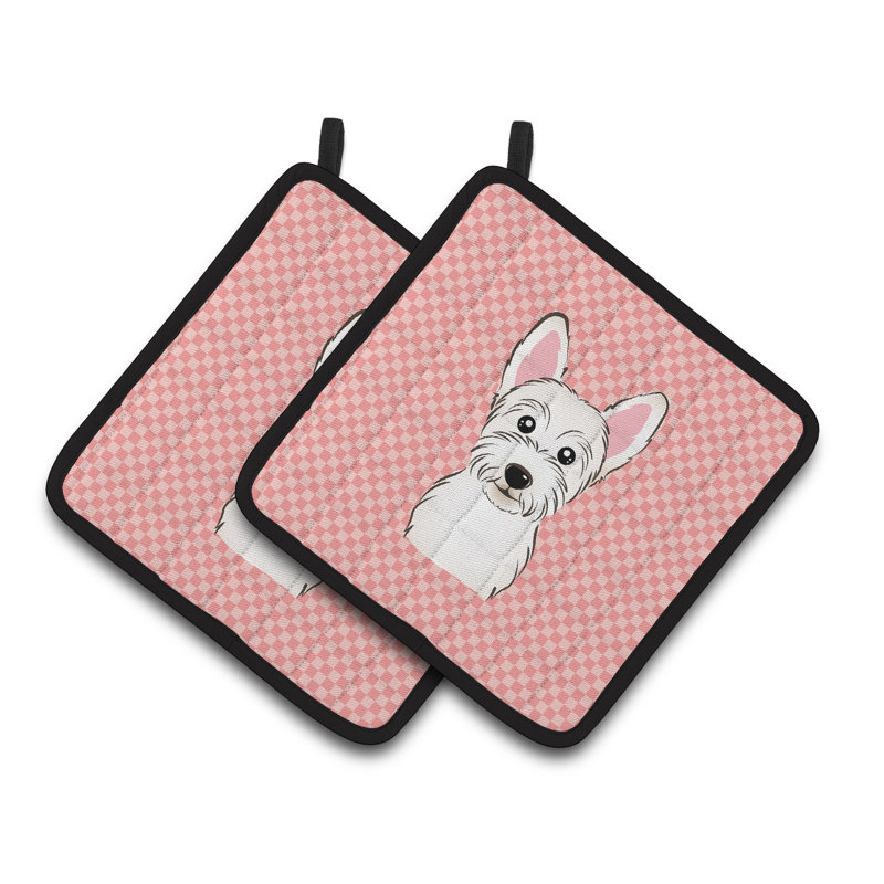 Cuisinier poignée westie caroline trésors Checkerboard, Rose