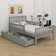 Wood Platform Bed With Guardrails On Both Sides And Two Storage Drawers