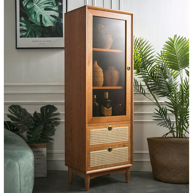 Présentoir 19,69 "en bois massif brun standard et armoires en porcelaine