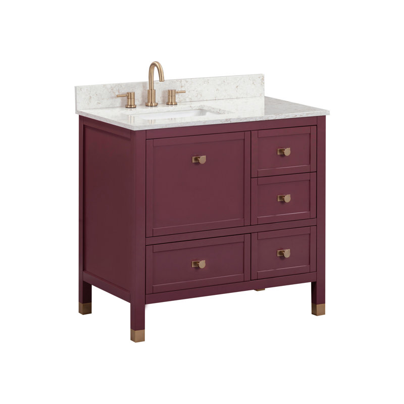 Meuble-lavabo simple 36 po Alana, Quartz séduisant, 37"