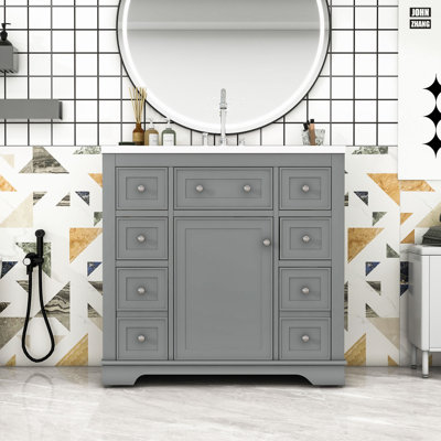 Meuble-lavabo autoportant moderne avec rangement réglable
