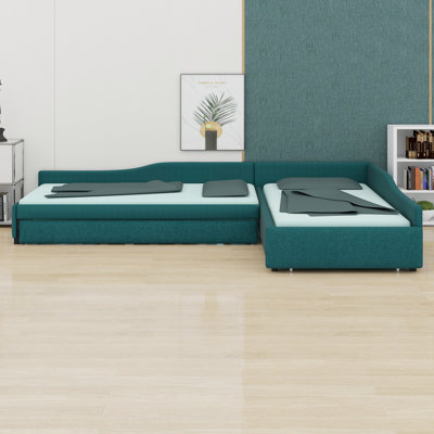 Upholstered Double Daybed With Trundle And Drawer