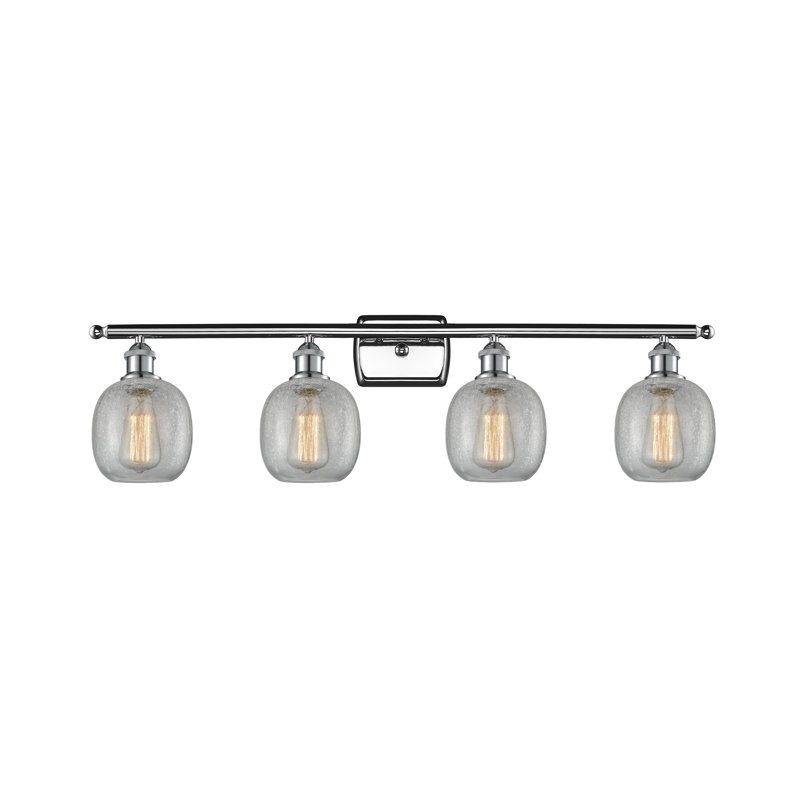 Éclairage de salle de bain à intensité variable 4 lumières Carlucci, Grainé, Ampoule DEL 6 watts Vinage, Chrome poli