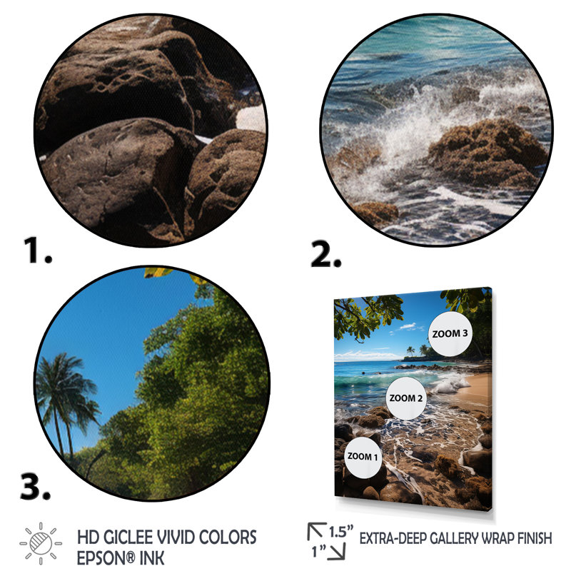 Photo de plage Tropical Paradise VII - Décoration murale nautique et plage, H 44 po x l 34 po x P 1,5 po, Cadre photo noir